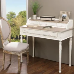 Anjou Traditional French Accent Writing Desk White/Light Brown - Baxton Studio 6 Anjou Traditional French Accent Writing Desk White/Light Brown - Baxton Studio -Baxton Studio GUEST c78f23ef b2eb 4c9f 9397 b80120ce2f96