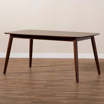 Edna Wood Dining Table Walnut - Baxton Studio 6 Edna Wood Dining Table Walnut - Baxton Studio - Image 6