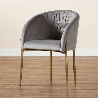 Ballard Velvet Fabric Upholstered Metal Dining Chair - Baxton Studio 8 Ballard Velvet Fabric Upholstered Metal Dining Chair - Baxton Studio - Image 8