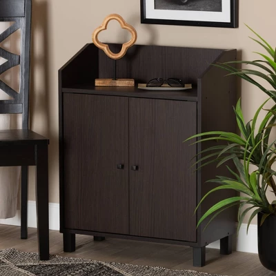 Rossin Wood 2 Door Entryway Shoe Cabinet - Baxton Studio 6 Rossin Wood 2 Door Entryway Shoe Cabinet - Baxton Studio - Image 6