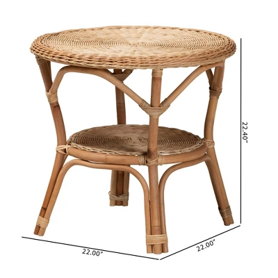Baxton Studio Abbey Antique Rattan Coffee Table Natural Brown: No Assembly, 4 Point Leg Design, 22.4" Height 8 Baxton Studio Abbey Antique Rattan Coffee Table Natural Brown: No Assembly, 4 Point Leg Design, 22.4" Height - Image 8