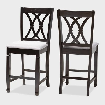 2pc Reneau Finished Wood Counter Height Pub Chairs - Baxton Studio 7 2pc Reneau Finished Wood Counter Height Pub Chairs - Baxton Studio - Image 7