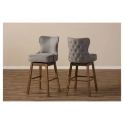 Gradisca Modern And Contemporary Wood Finishing Upholstered Barstools Set Of 2 - Baxton Studio -Baxton Studio GUEST c904986e 732e 45c5 9910 7bdd2dc82977