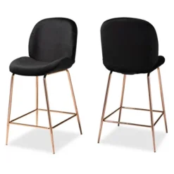 2pc Lander Velvet Fabric Upholstered Metal Counter Stool Set - Baxton Studio 19 2pc Lander Velvet Fabric Upholstered Metal Counter Stool Set - Baxton Studio -Baxton Studio GUEST c97c9812 1b0e 41cb be67 6d49863f5575