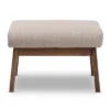 Bianca Mid Century Modern Walnut Wood Fabric Ottoman Light Gray - Baxton Studio
