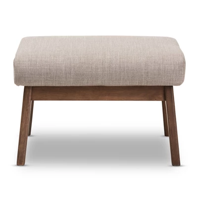 Bianca Mid Century Modern Walnut Wood Fabric Ottoman Light Gray - Baxton Studio 1 Bianca Mid Century Modern Walnut Wood Fabric Ottoman Light Gray - Baxton Studio