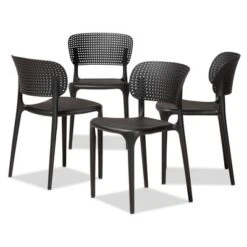 4pc Rae Plastic Stackable Dining Chair Set - Baxton Studio -Baxton Studio GUEST c98a16f9 a2cf 46ab a786 065c6269bd68