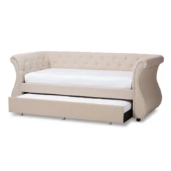 Twin Cherine Classic And Contemporary Fabric Upholstered Daybed With Trundle Beige - Baxton Studio