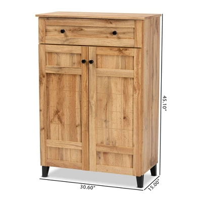 Glidden Wood 1 Drawer Shoe Storage Cabinet Oak Brown - Baxton Studio 11 Glidden Wood 1 Drawer Shoe Storage Cabinet Oak Brown - Baxton Studio - Image 11