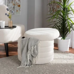 Tabitha Boucle Upholstered Storage Ottoman Ivory - Baxton Studio: Contemporary Round, No Assembly Required 11 Tabitha Boucle Upholstered Storage Ottoman Ivory - Baxton Studio: Contemporary Round, No Assembly Required -Baxton Studio GUEST c9c2bc02 f448 4530 8052 b29b584007d9