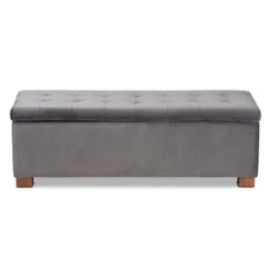 Roanoke Velvet Upholstered Grid Tufted Storage Ottoman Bench - Baxton Studio -Baxton Studio GUEST ca248069 6c19 4c70 b527 f3788602958e
