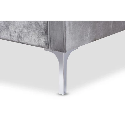 Baxton Studio Clara Velvet Fabric Upholstered 2 Seater Loveseat Gray - BaxtonStudio 4 Baxton Studio Clara Velvet Fabric Upholstered 2 Seater Loveseat Gray - BaxtonStudio - Image 4