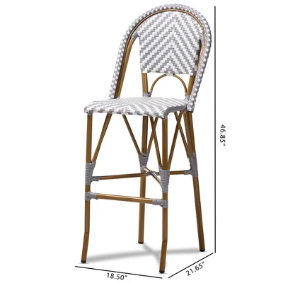 Baxton Studio Ilene Indoor And Outdoor Stackable Bistro Barstool Gray/White - BaxtonStudio 1 Baxton Studio Ilene Indoor And Outdoor Stackable Bistro Barstool Gray/White - BaxtonStudio