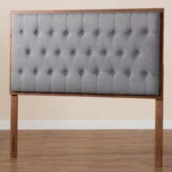 Baxton Studio Baxton Studio King Harumi Fabric And Wood Headboard Gray/Walnut Brown -Baxton Studio GUEST cb5bf0d2 fa3c 49ea ac23 dac1e5ca2632