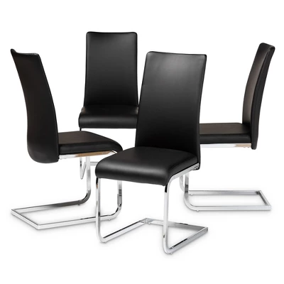 Set Of 4 Cyprien Modern And Contemporary Faux Leather Upholstered Dining Chairs - Baxton Studio 5 Set Of 4 Cyprien Modern And Contemporary Faux Leather Upholstered Dining Chairs - Baxton Studio - Image 5
