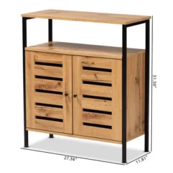 Vander Wood And Metal 2 Door Shoe Cabinet Oak Brown/Black - Baxton Studio -Baxton Studio GUEST cc26e9b7 dd06 458e 8319 904be4654e15