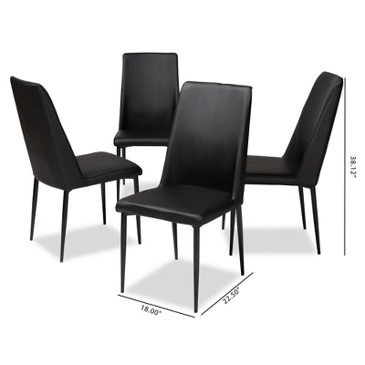 Set Of 4 Chandelle Modern And Contemporary Faux Leather Upholstered Dining Chairs - Baxton Studio 4 Set Of 4 Chandelle Modern And Contemporary Faux Leather Upholstered Dining Chairs - Baxton Studio - Image 4