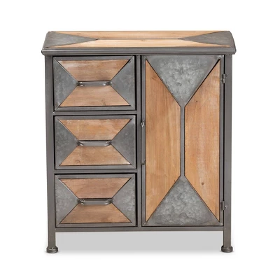 Laurel Wood 3 Drawer Cabinet Gray/Brown - Baxton Studio 2 Laurel Wood 3 Drawer Cabinet Gray/Brown - Baxton Studio - Image 2
