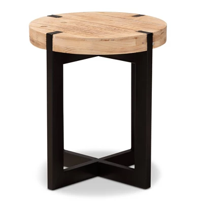 Horace Wood And Metal End Table Brown/Black - Baxton Studio 1 Horace Wood And Metal End Table Brown/Black - Baxton Studio