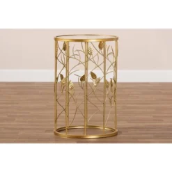 Anaya Glam Brushed Metal And Glass Leaf Accent End Table Gold - Baxton Studio 8 Anaya Glam Brushed Metal And Glass Leaf Accent End Table Gold - Baxton Studio -Baxton Studio GUEST cc5b4ab6 6f3e 4b95 8765 ef0dfc166147