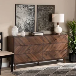 Hartman Wood 6 Drawer Dresser Walnut Brown - Baxton Studio -Baxton Studio GUEST ccf6a89d b922 40cc 8b20 340ce730dba6