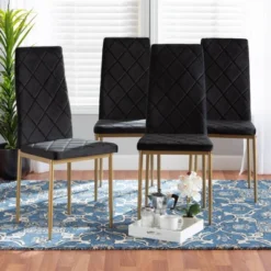 4pc Blaise Velvet Fabric Upholstered And Metal Dining Chair Set - Baxton Studio 14 4pc Blaise Velvet Fabric Upholstered And Metal Dining Chair Set - Baxton Studio -Baxton Studio GUEST cd29adf9 4f86 4d6a 88ef 91e2912951af