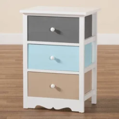 Kalila Wood 3 Drawer Nightstand White - Baxton Studio -Baxton Studio GUEST cdd3525a 9a2c 4275 bae3 25cee5857b67