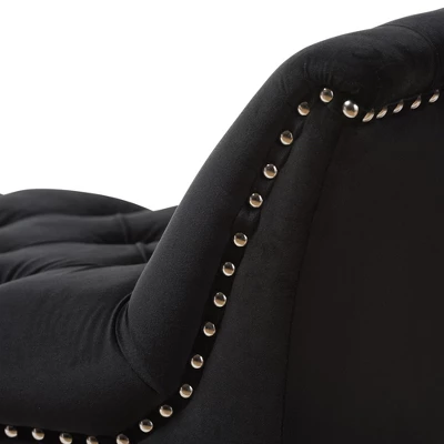 Chandelle Luxe And Contemporary Velvet Upholstered Bench Black - Baxton Studio 4 Chandelle Luxe And Contemporary Velvet Upholstered Bench Black - Baxton Studio - Image 4