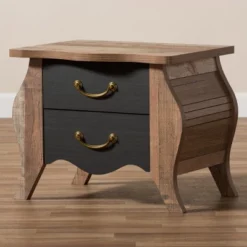 Romilly Country Cottage Farmhouse Oak Finished Wood 2 Drawer Nightstand Black/Brown - Baxton Studio 16 Romilly Country Cottage Farmhouse Oak Finished Wood 2 Drawer Nightstand Black/Brown - Baxton Studio -Baxton Studio GUEST ce7089a5 8355 4775 b408 c2814adf4ac1
