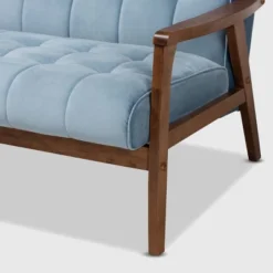 Asta Velvet Upholstered Wood Sofa Light Blue/Walnut - Baxton Studio 12 Asta Velvet Upholstered Wood Sofa Light Blue/Walnut - Baxton Studio -Baxton Studio GUEST ce8a6718 47ab 438a 8687 ba663a4370c1
