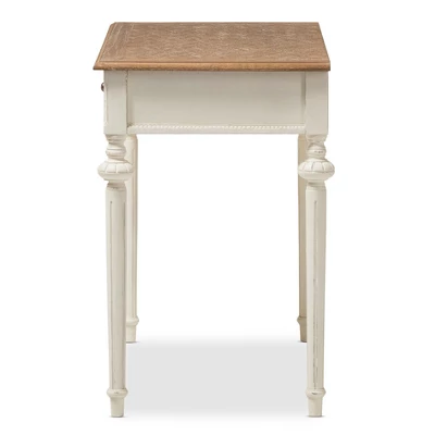 Marquetterie French Provincial Weathered Oak Wash Writing Desk White - Baxton Studio 2 Marquetterie French Provincial Weathered Oak Wash Writing Desk White - Baxton Studio - Image 2