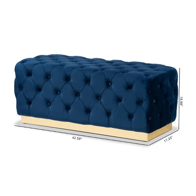 Corrine Velvet Fabric Upholstered And PU Ottoman Gold - Baxton Studio 6 Corrine Velvet Fabric Upholstered And PU Ottoman Gold - Baxton Studio - Image 6