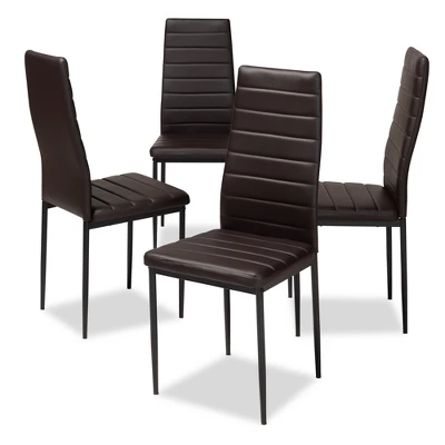 Set Of 4 Armand Modern And Contemporary Faux Leather Upholstered Dining Chairs - Baxton Studio 6 Set Of 4 Armand Modern And Contemporary Faux Leather Upholstered Dining Chairs - Baxton Studio - Image 6