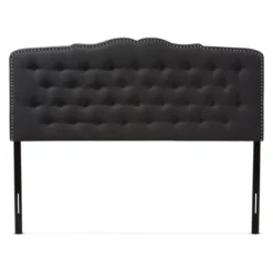 King Lucy Modern And Contemporary Fabric Headboard Dark Gray - Baxton Studio: Upholstered, Button-Tufted, Nailhead Trim