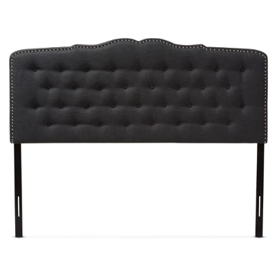King Lucy Modern And Contemporary Fabric Headboard Dark Gray - Baxton Studio: Upholstered, Button-Tufted, Nailhead Trim 1 King Lucy Modern And Contemporary Fabric Headboard Dark Gray - Baxton Studio: Upholstered, Button-Tufted, Nailhead Trim