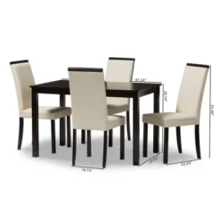 5pc Daveney Modern And Contemporary Espresso Faux Leather Upholstered Dining Set Cream, Dark Brown - Baxton Studio 9 5pc Daveney Modern And Contemporary Espresso Faux Leather Upholstered Dining Set Cream, Dark Brown - Baxton Studio -Baxton Studio GUEST cfaa023c 171d 4a2d a145 6f8162b19abd