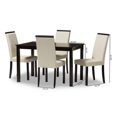 5pc Daveney Modern And Contemporary Espresso Faux Leather Upholstered Dining Set Cream, Dark Brown - Baxton Studio 5 5pc Daveney Modern And Contemporary Espresso Faux Leather Upholstered Dining Set Cream, Dark Brown - Baxton Studio - Image 5