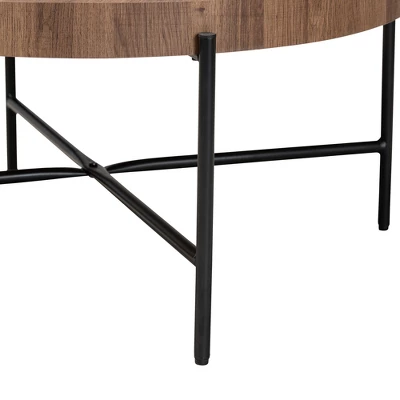 Baxton Studio Umar Modern Industrial Walnut Brown Finished Wood And Black Metal Coffee Table 3 Baxton Studio Umar Modern Industrial Walnut Brown Finished Wood And Black Metal Coffee Table - Image 3