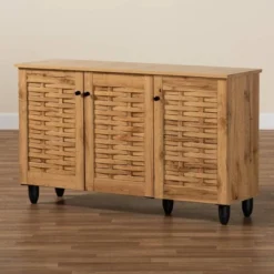 Winda Wood 3 Door Shoe Cabinet Oak Brown/Black - Baxton Studio 16 Winda Wood 3 Door Shoe Cabinet Oak Brown/Black - Baxton Studio -Baxton Studio GUEST d0bcf4b3 57be 4cb9 8eb4 a50bdb502092