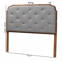 Baxton Studio King Shanti Fabric And Wood Headboard Gray/Walnut Brown: Tufted, Adjustable Height 12 Baxton Studio King Shanti Fabric And Wood Headboard Gray/Walnut Brown: Tufted, Adjustable Height -Baxton Studio GUEST d0e4180d 55d2 48bf a95a fe4436ee25a8
