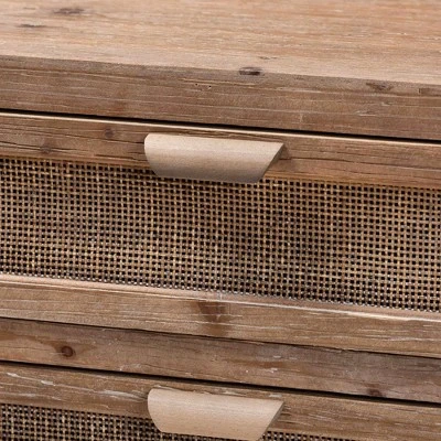 Calida Wood And Rattan 3 Drawer Storage Cabinet Brown - Baxton Studio 4 Calida Wood And Rattan 3 Drawer Storage Cabinet Brown - Baxton Studio - Image 4