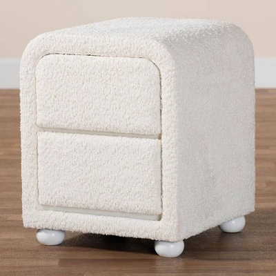 Baxton Studio Bonilla Teddy Bear Fabric And Rubberwood 2 Drawer Nightstand White: Polyester, MDF, Modern Design 7 Baxton Studio Bonilla Teddy Bear Fabric And Rubberwood 2 Drawer Nightstand White: Polyester, MDF, Modern Design - Image 7