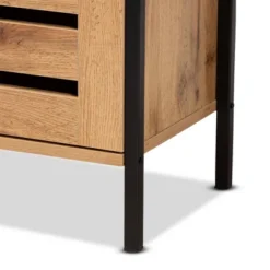 Vander Wood And Metal 2 Door Shoe Cabinet Oak Brown/Black - Baxton Studio -Baxton Studio GUEST d1189d67 5834 402d 8480 ef4c60e576e7