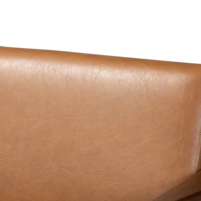 Bianca Wood And Tan Faux Leather Loveseat Tan/Walnut Brown - Baxton Studio 3 Bianca Wood And Tan Faux Leather Loveseat Tan/Walnut Brown - Baxton Studio - Image 3