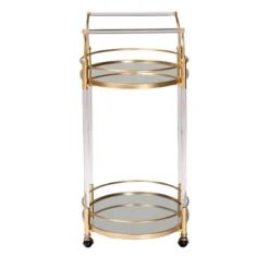 Nakano Metal And Glass 2 Tier Wine Cart Gold/Mirror - Baxton Studio -Baxton Studio GUEST d180e7c1 79d8 44c7 9838 393d70129208