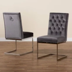 2pc Sherine Velvet Fabric And Metal Dining Chair Set - Baxton Studio -Baxton Studio GUEST d180f681 649d 4be3 9e7b db8cef9311e6