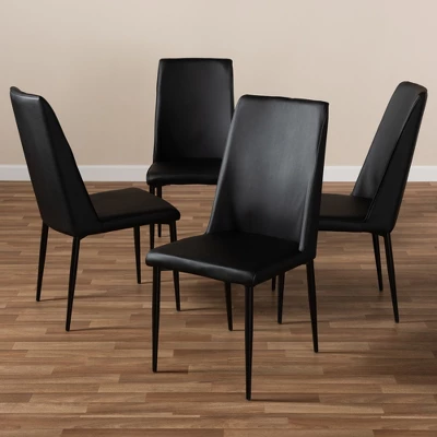 Set Of 4 Chandelle Modern And Contemporary Faux Leather Upholstered Dining Chairs - Baxton Studio 3 Set Of 4 Chandelle Modern And Contemporary Faux Leather Upholstered Dining Chairs - Baxton Studio - Image 3