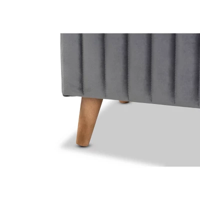 Hanley Velvet Fabric Upholstered And Wood Storage Ottoman - Baxton Studio 6 Hanley Velvet Fabric Upholstered And Wood Storage Ottoman - Baxton Studio - Image 6