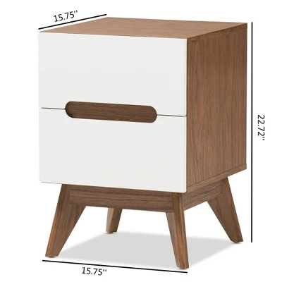 Calypso Mid - Century Modern Wood 3 - Drawer Storage Nightstand - Brown - Baxton Studio 7 Calypso Mid - Century Modern Wood 3 - Drawer Storage Nightstand - Brown - Baxton Studio - Image 7