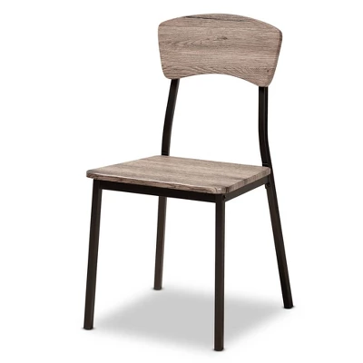 5pc Marcus Metal And Rustic Oak Finished Wood Dining Set Black/Oak - Baxton Studio 1 5pc Marcus Metal And Rustic Oak Finished Wood Dining Set Black/Oak - Baxton Studio